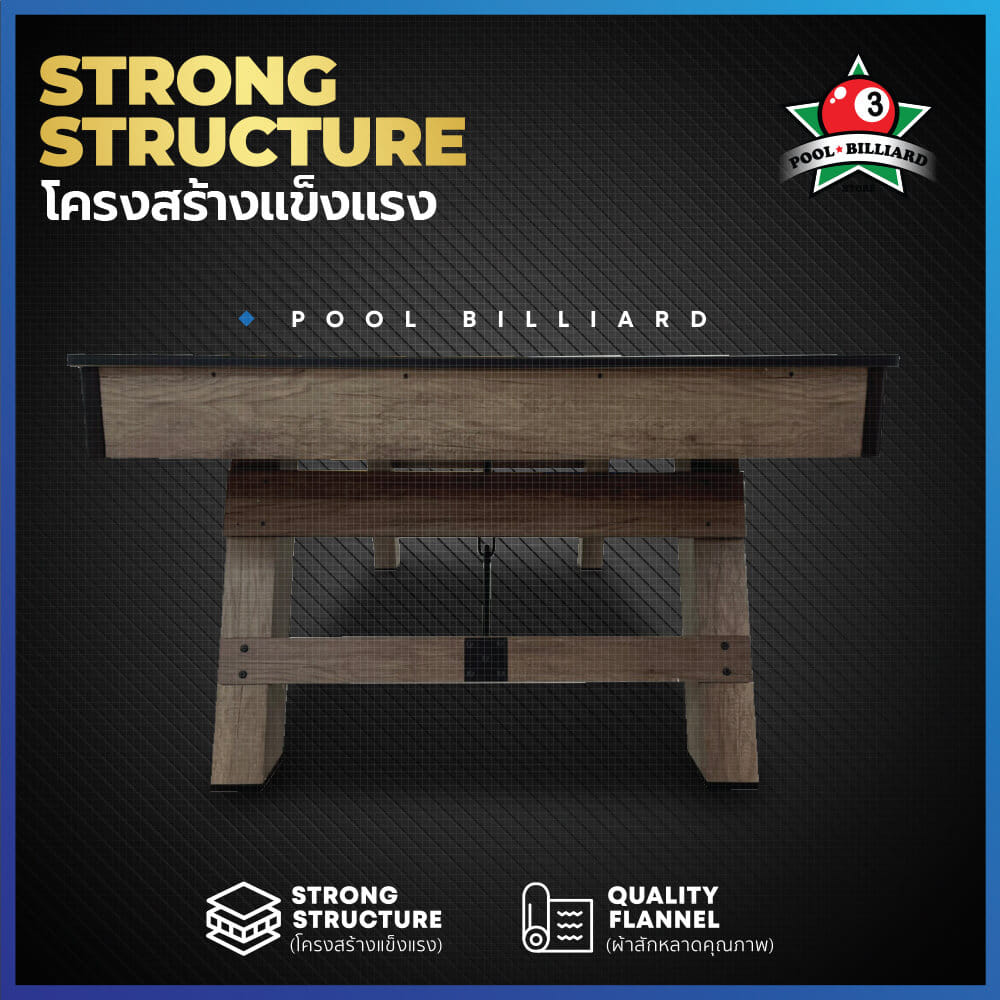 โต๊ะพูล POOL BILLIARD TABLE V.4 ขนาด 7 ฟุต สักหลากสีน้ำเงิน_3